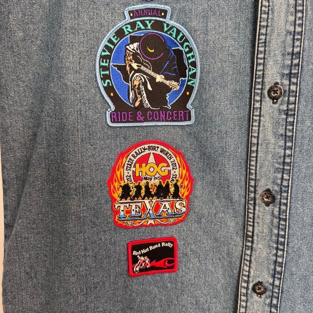 Vintage Harley Davidson Denim Vest w/ Various Biker Patches & Pins, Men's Medium - Picture 6 of 11